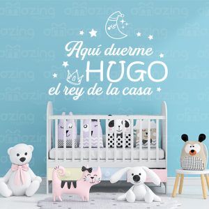 Vinilo Decorativo Aquí duerme el rey/reina de la casa